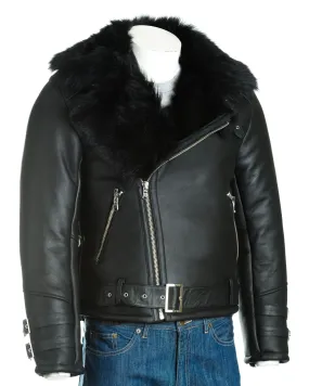 Men's Black Toscana Sheepskin Biker Jacket: Massimo