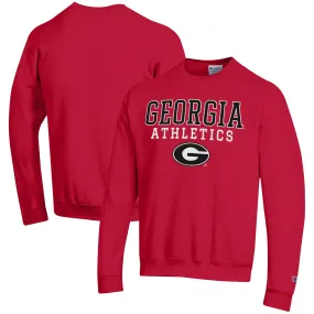 Men's Champion  Red Georgia Bulldogs Athletics Logo Stack Pullover Sweatshirt