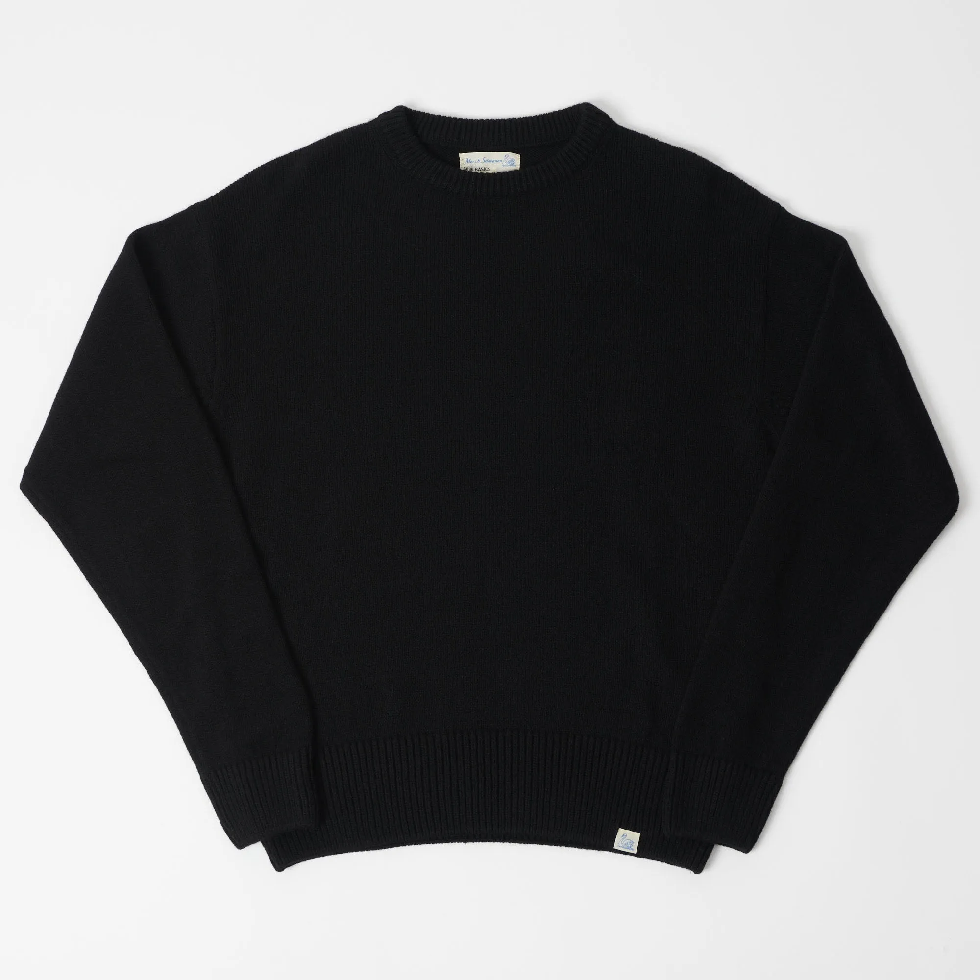 Merz b. Schwanen RCC05 Knit Crew Neck Pullover - Deep Black