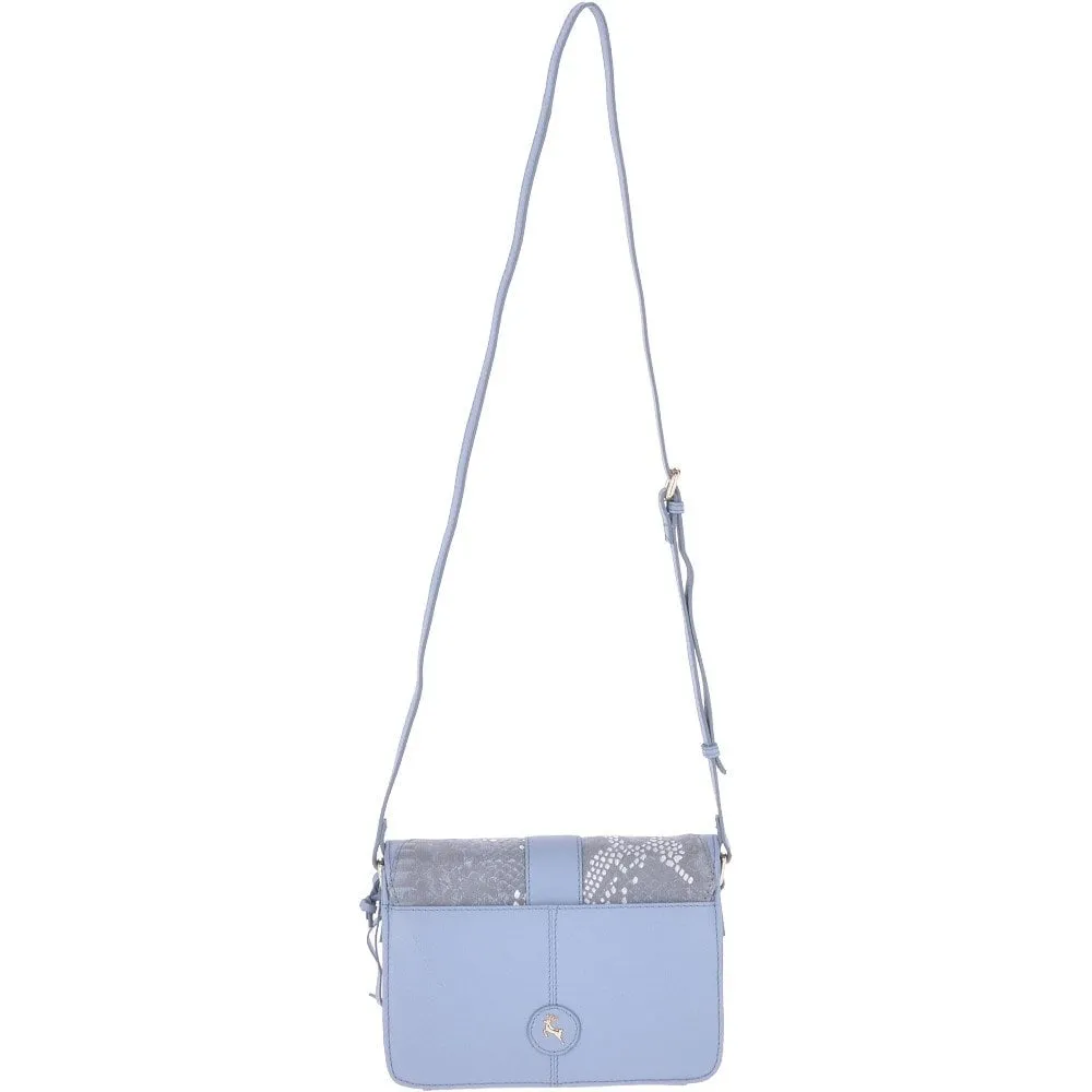 Mini Cross Body Bag With Snake Print Cornflower Blue  -  62242