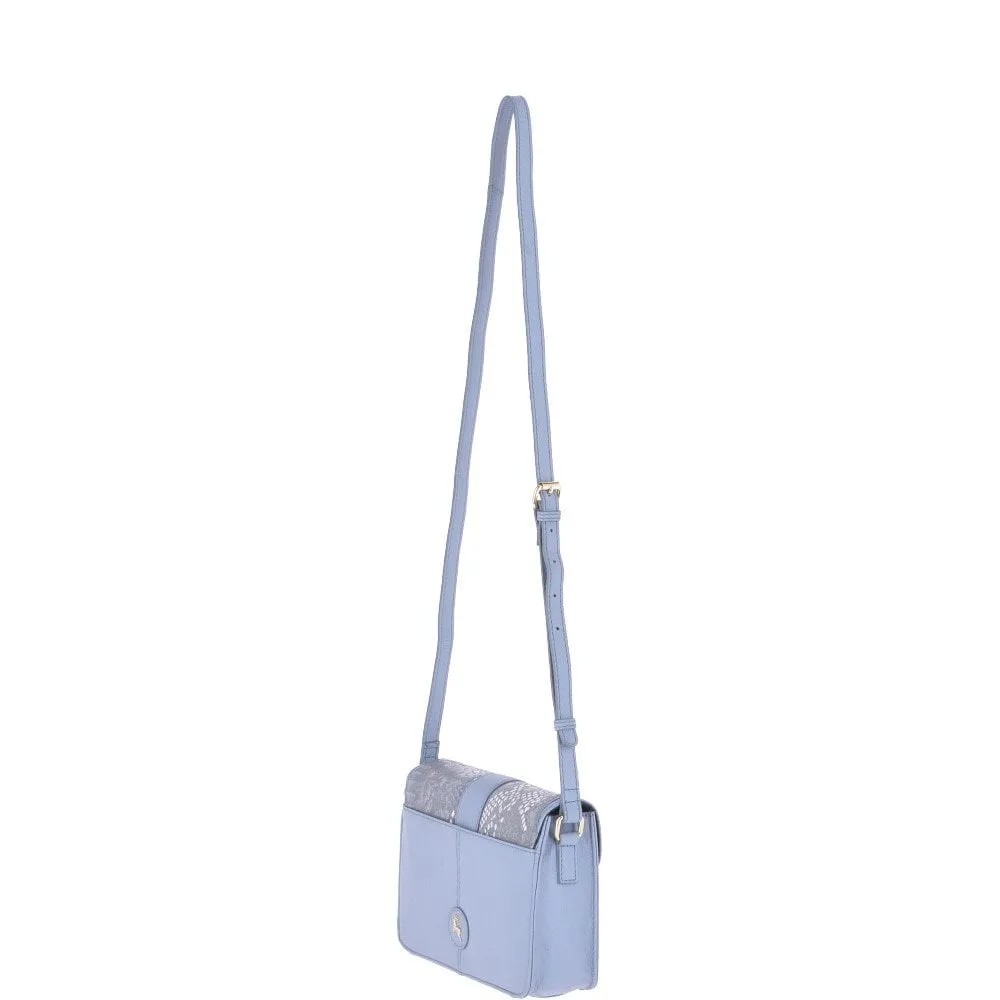 Mini Cross Body Bag With Snake Print Cornflower Blue  -  62242