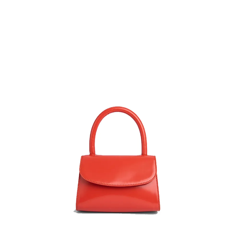 --Mini scarlet semi patent leather bag-