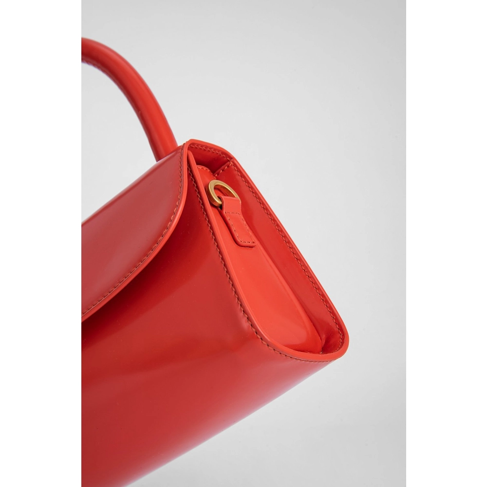 --Mini scarlet semi patent leather bag-