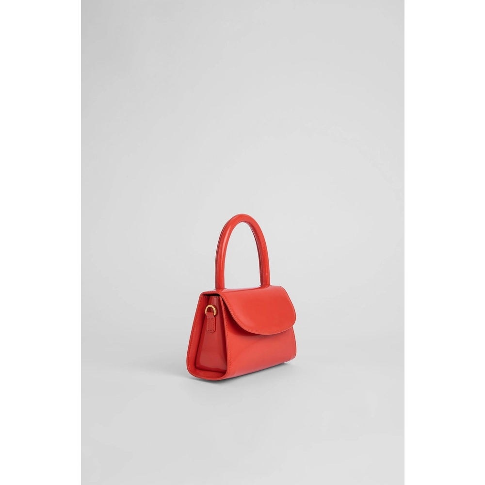 --Mini scarlet semi patent leather bag-