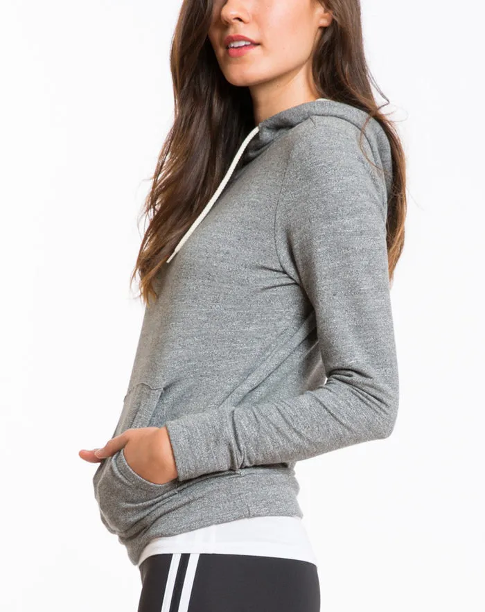 Mock Twist Cowl Neck Hoodie - Heather Grey