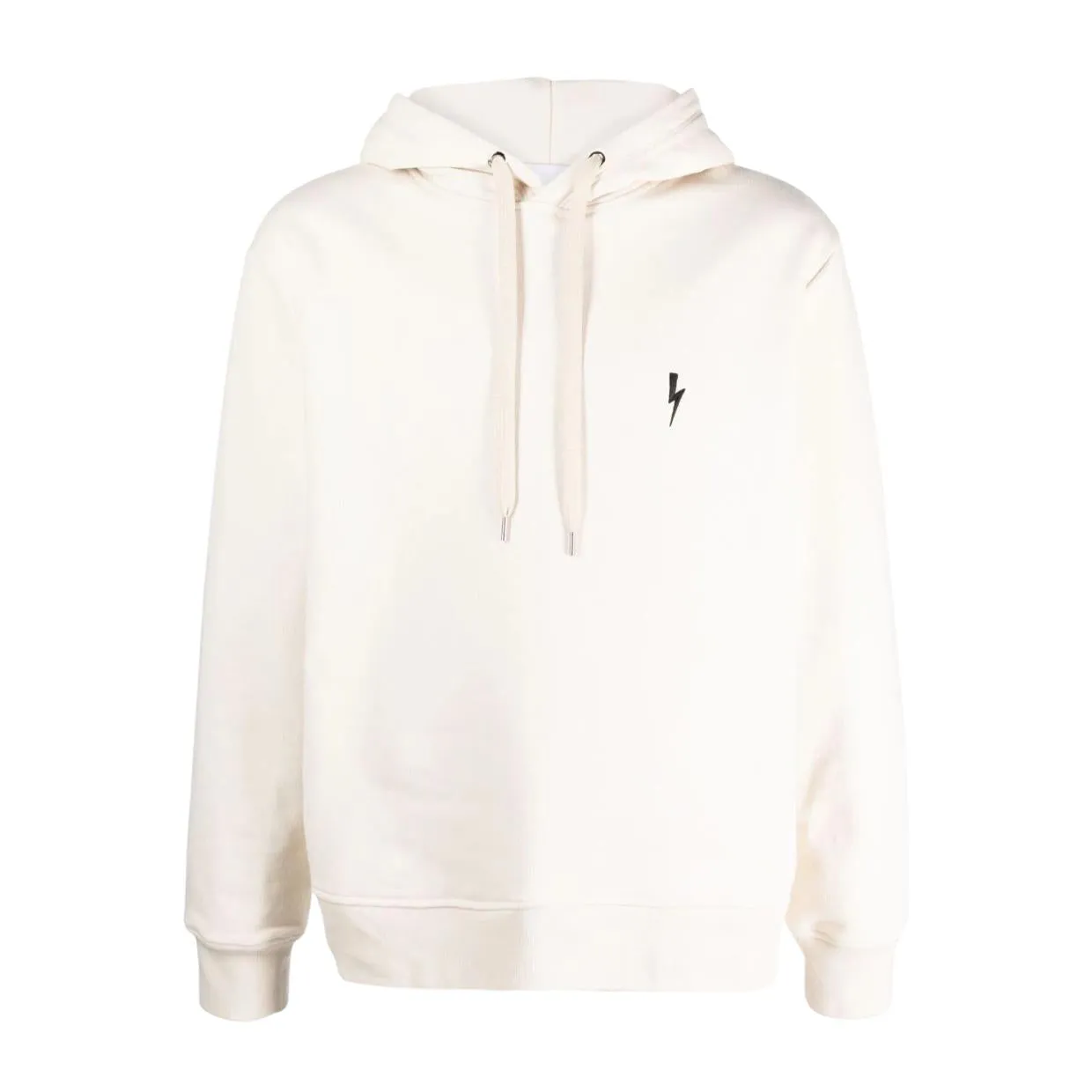 Neil Barrett Basic Embroidered Bolt Ivory Hoodie