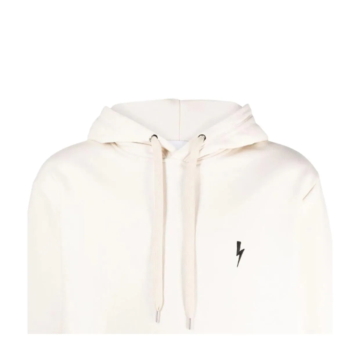 Neil Barrett Basic Embroidered Bolt Ivory Hoodie