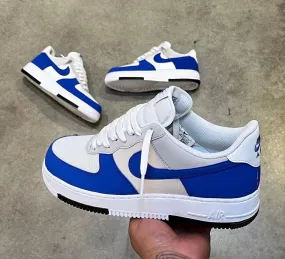 NIKE AIR FORCE 1 ROYAL BLUE WHITE GREY