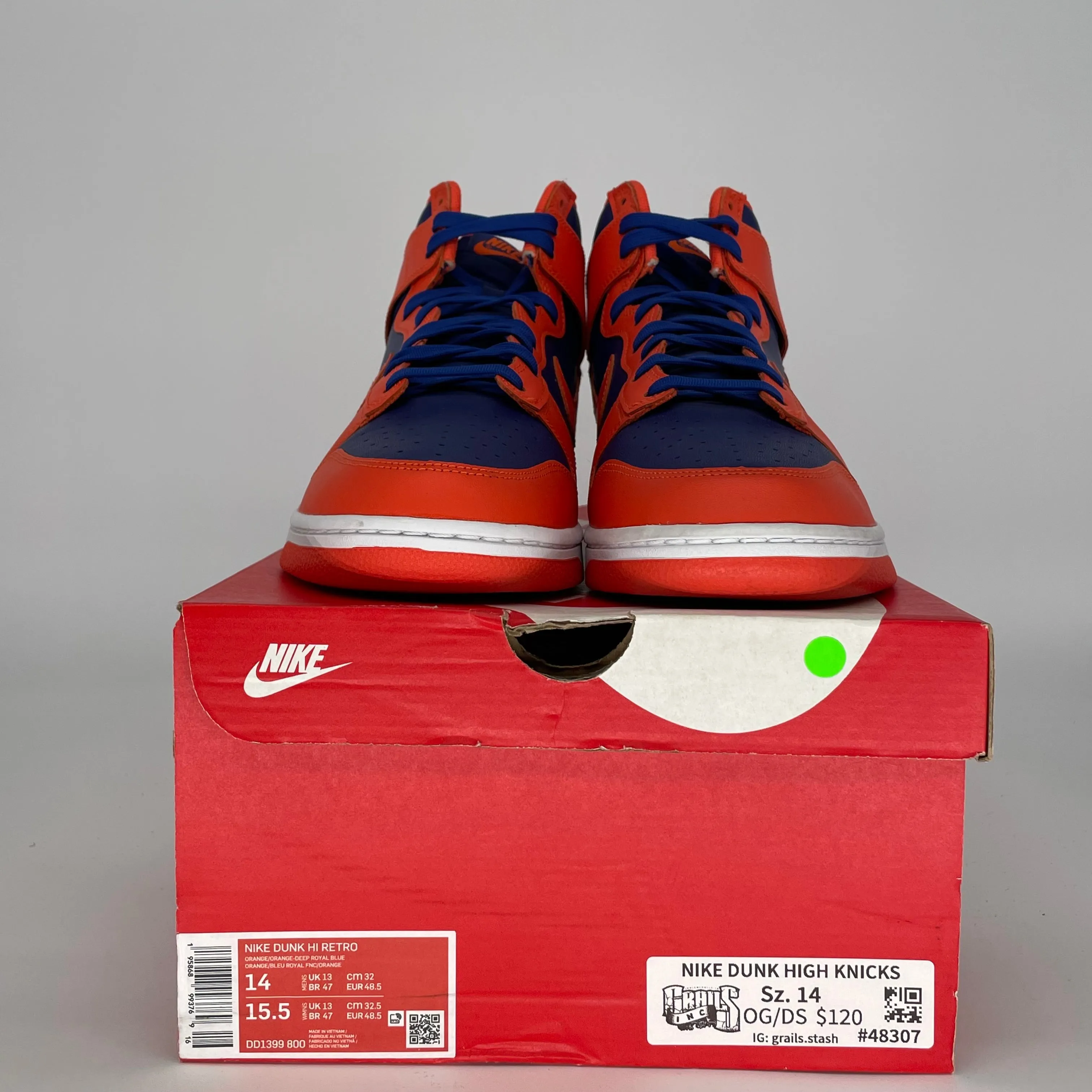 NIKE DUNK HIGH KNICKS SIZE 14 DD1399-800