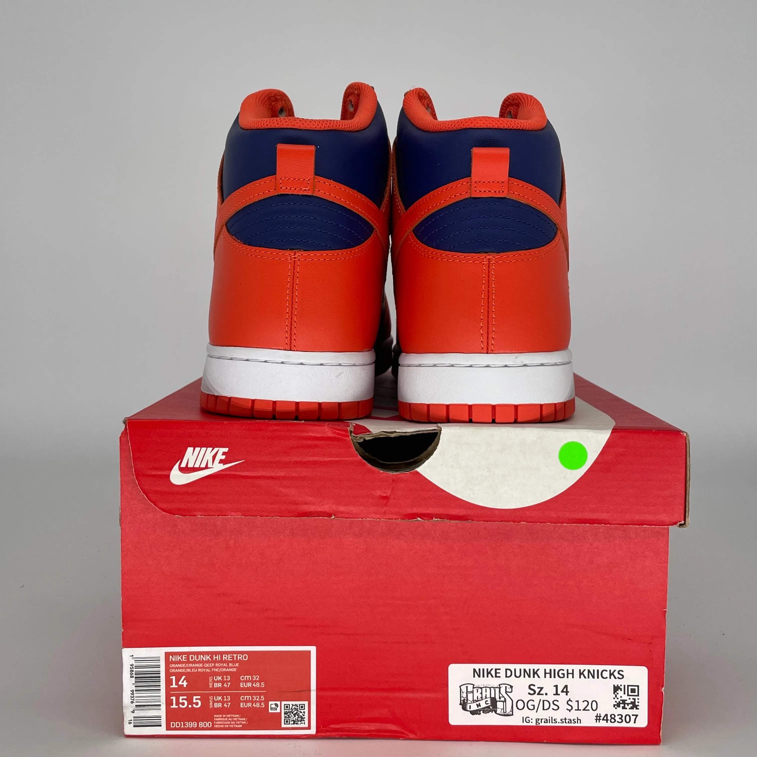 NIKE DUNK HIGH KNICKS SIZE 14 DD1399-800