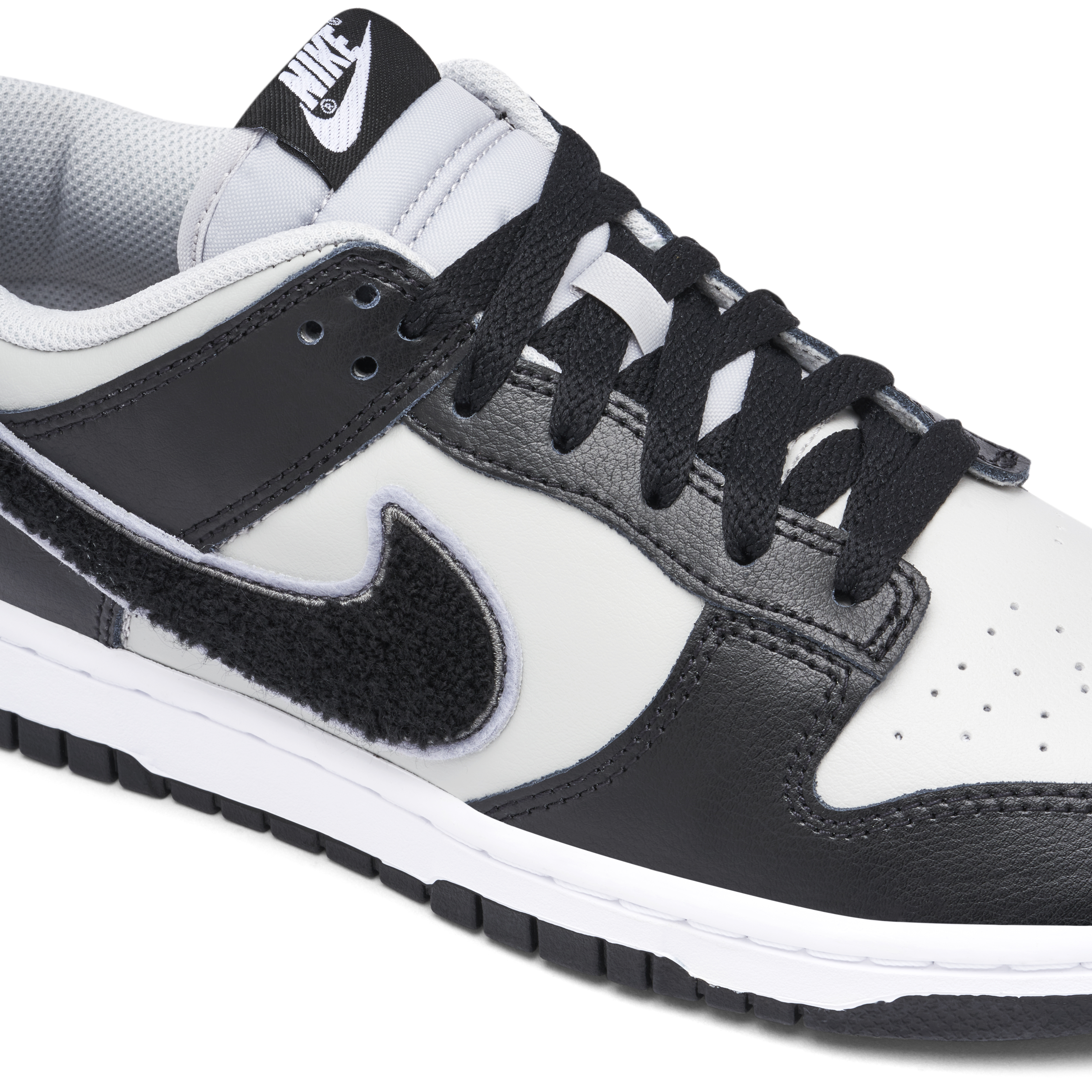 Nike Dunk Low Chenille Swoosh Black Grey | DQ7683-001 | Laced