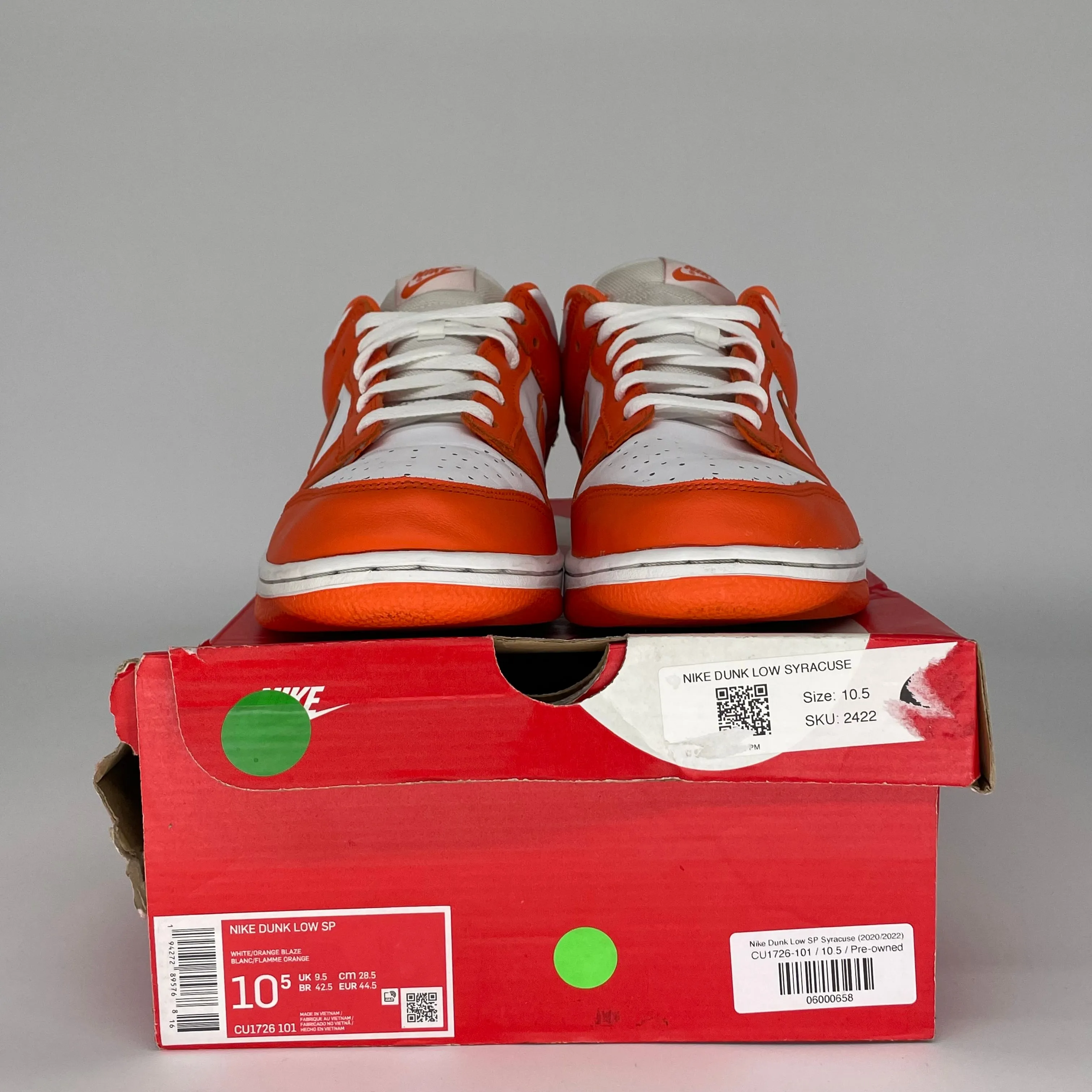 NIKE DUNK LOW SYRACUSE SIZE 10.5 CU1726-101