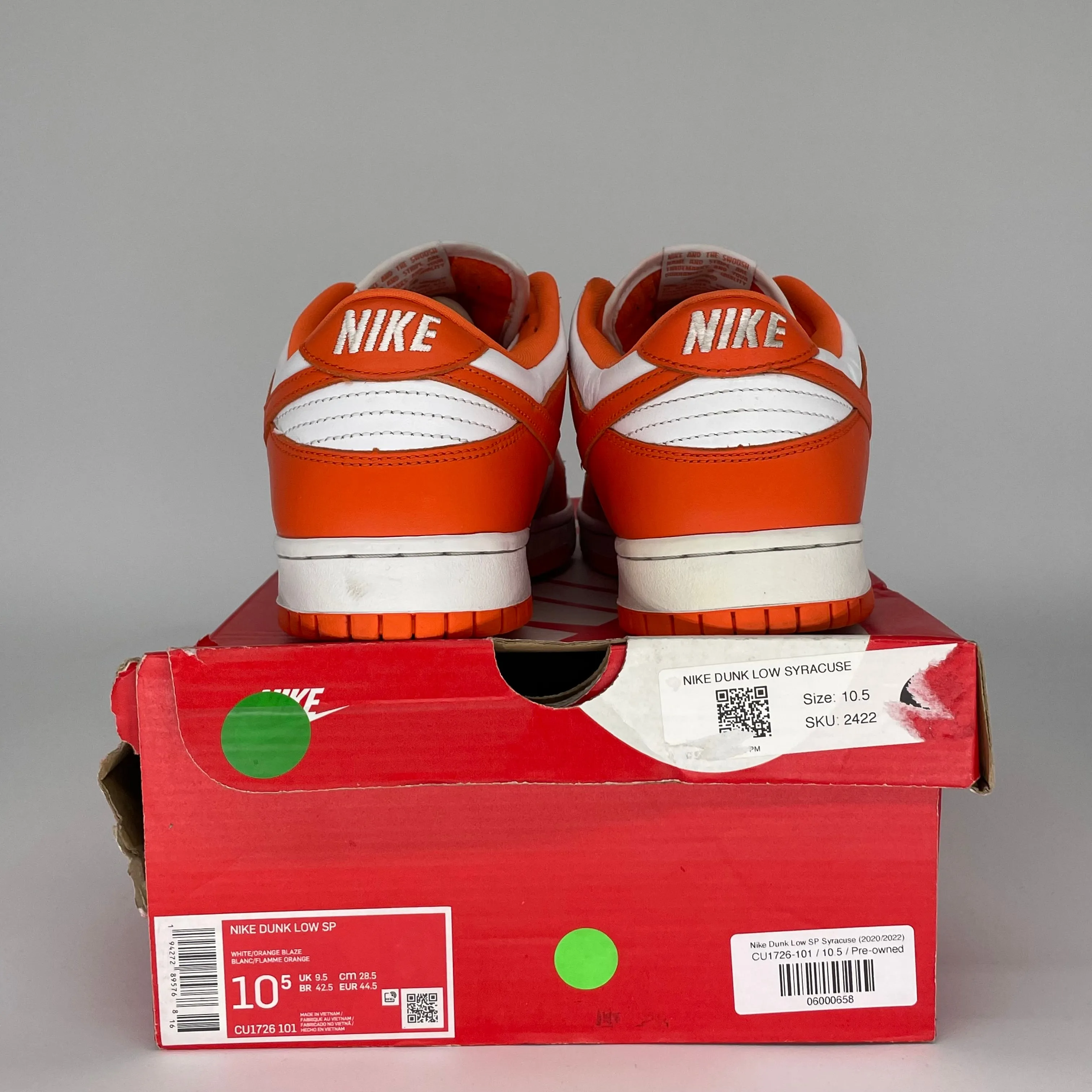 NIKE DUNK LOW SYRACUSE SIZE 10.5 CU1726-101