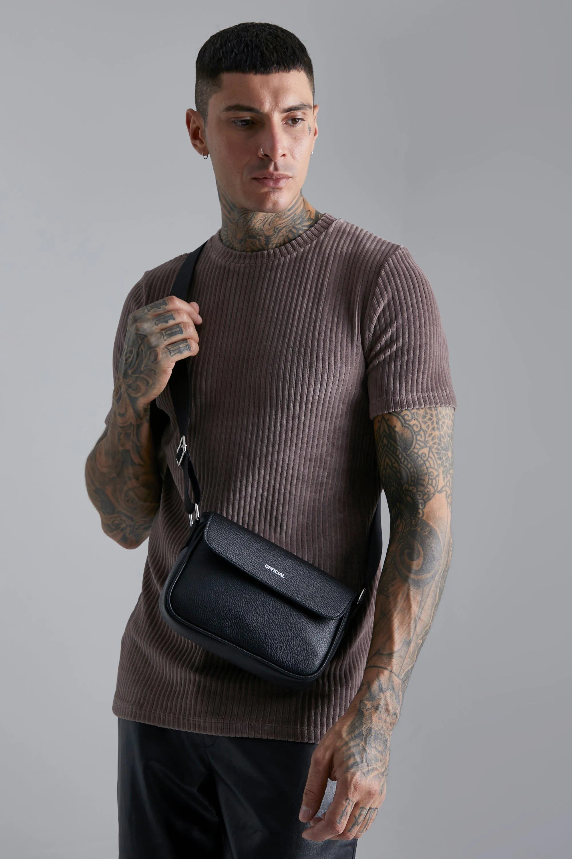 Official Smart Faux Leather Cross Body Bag | boohooMAN UK