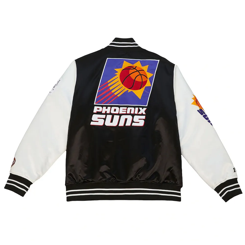 Phoenix Suns Team Origins Black and White Satin Jacket