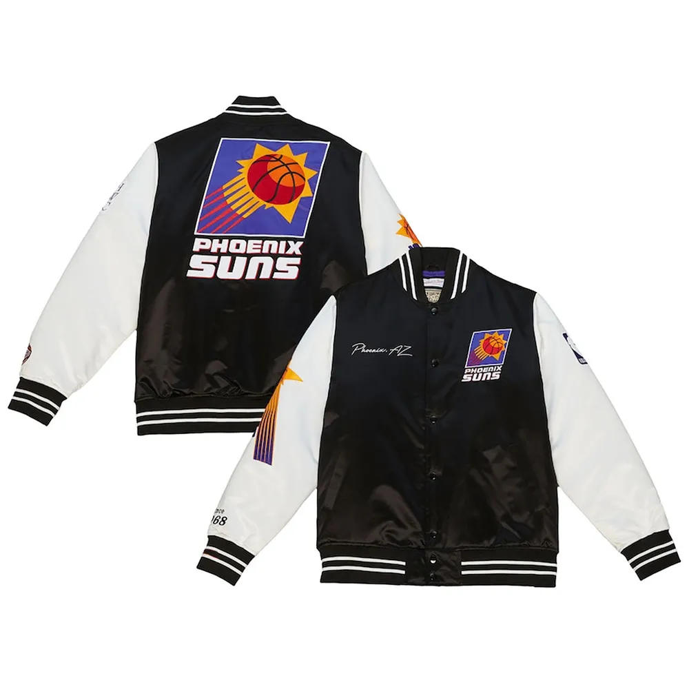 Phoenix Suns Team Origins Black and White Satin Jacket