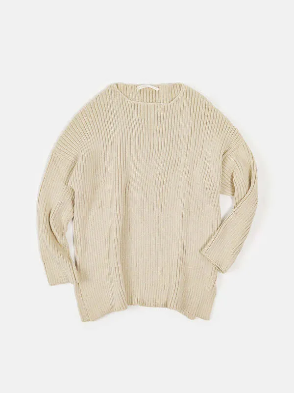 Pima Cotton Ribbed Pullover - Natural