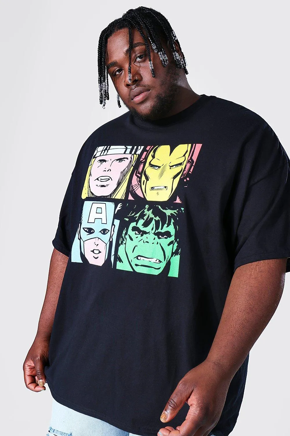 Plus Size Marvel Character License T-shirt | boohooMAN UK