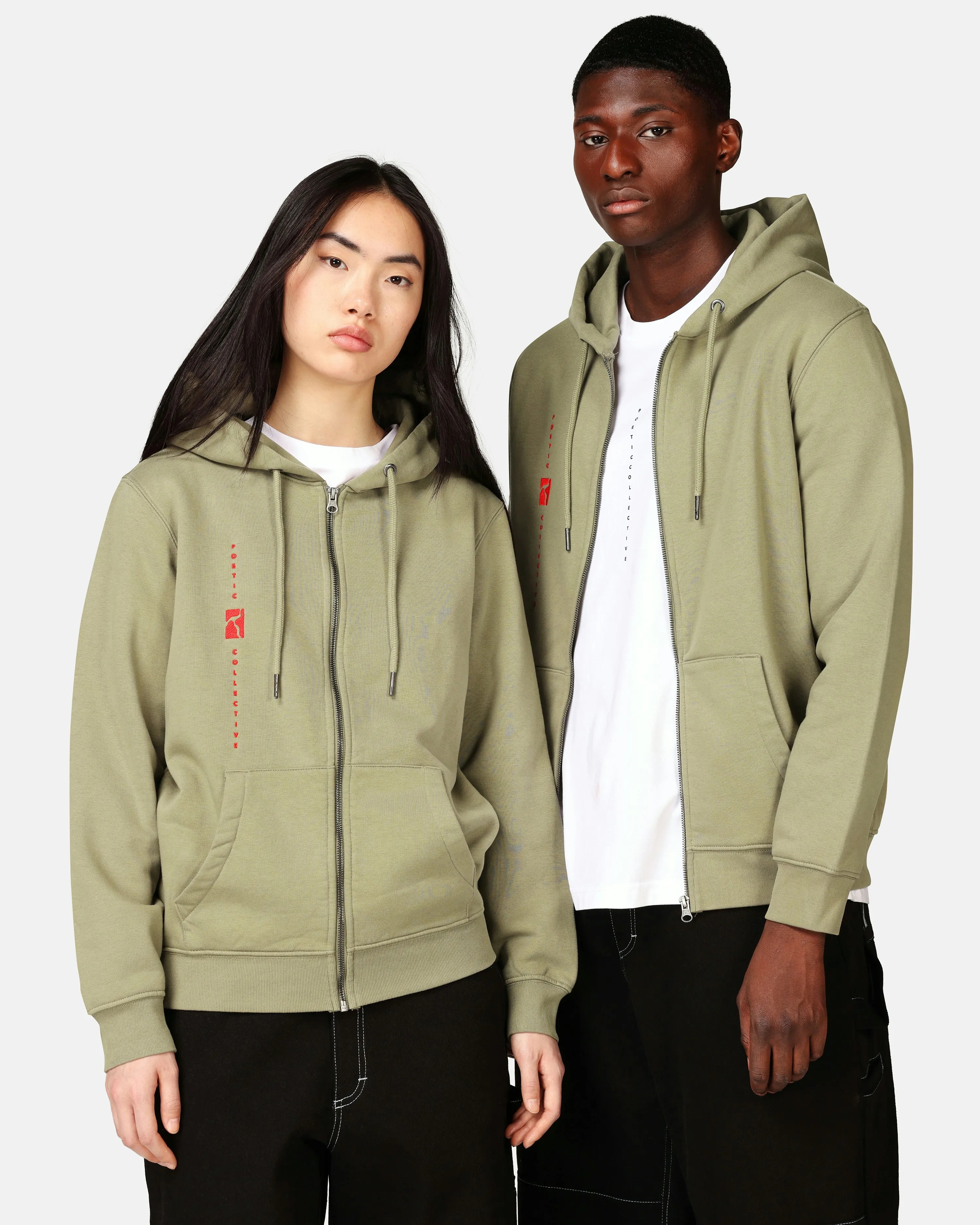 Poetic Collective Zip Hoodie Olive green | Unisex | Junkyard