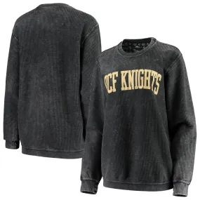 Pressbox UCF Knights Women's Black Comfy Cord Vintage Wash Basic Arch Pullover Sweatshirt