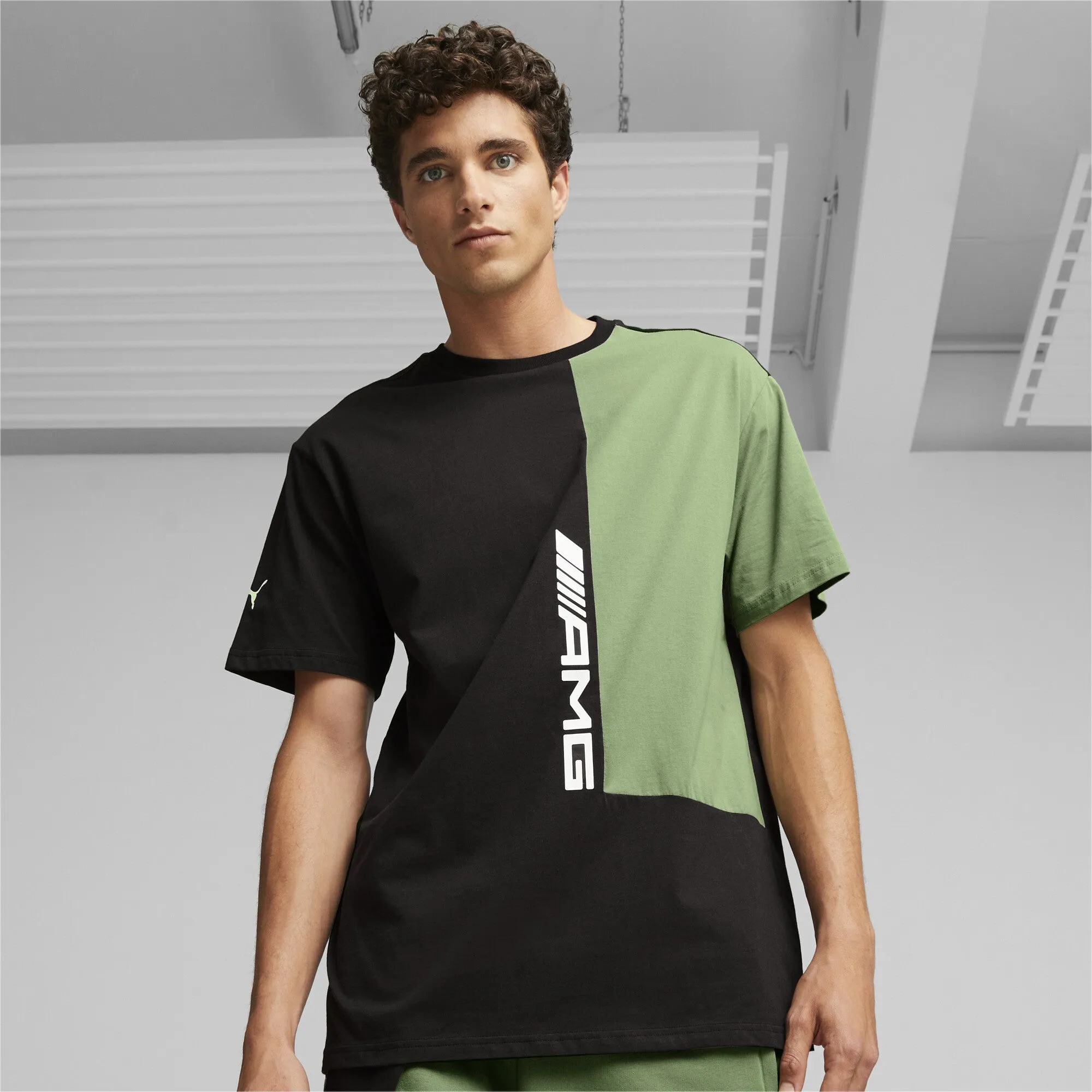 PUMA - Men - AMG Statement Tee - Black/Dusty Green