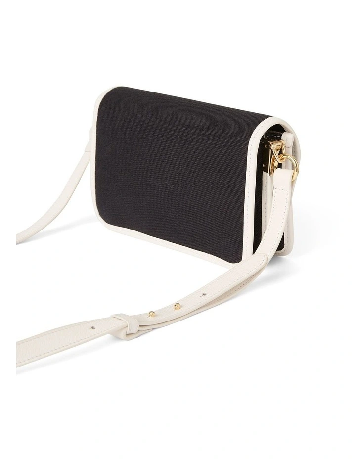 Roxanne Leather Trim Cross Body Bag in Black/White