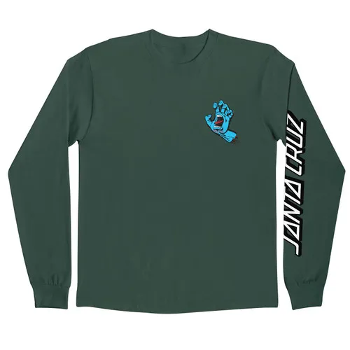 Santa Cruz Skateboard Longsleeve Shirt Screaming Hand Dark Green