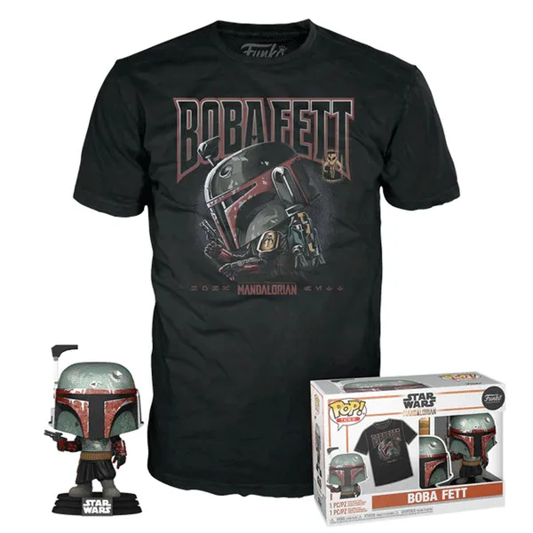 Star Wars Boba Fett with Blasters Pop! Vinyl and Tee Set