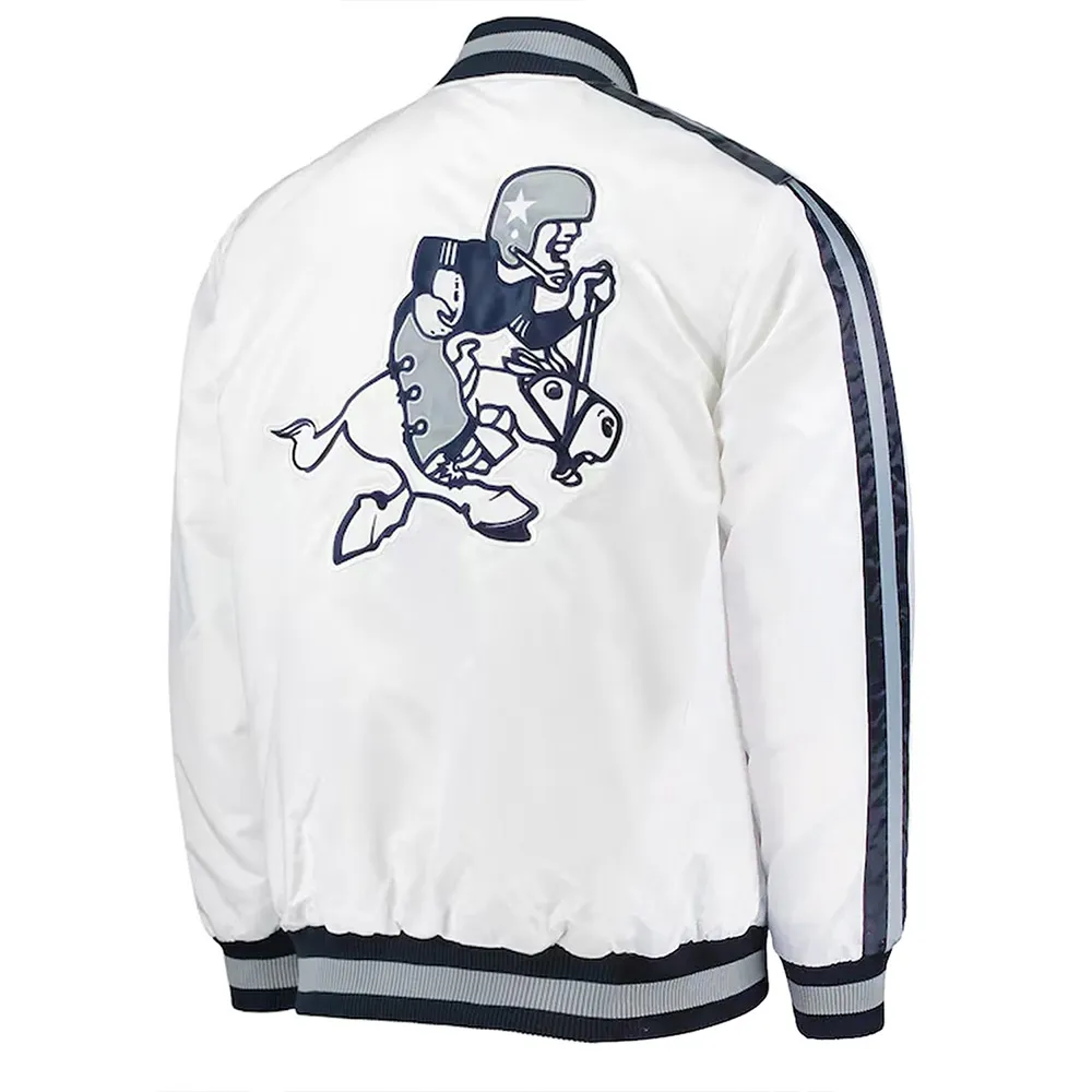 Starter White Dallas Cowboys Throwback D-Line Full-Snap Satin Jacket