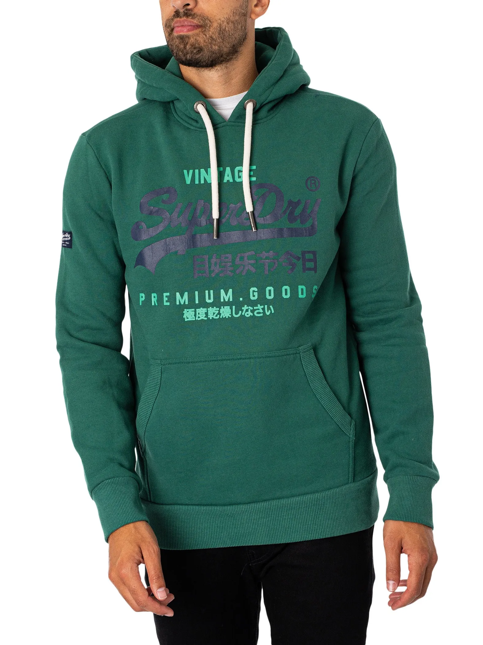 Superdry Classic Vintage Logo Heritage Pullover Hoodie - Pine Green