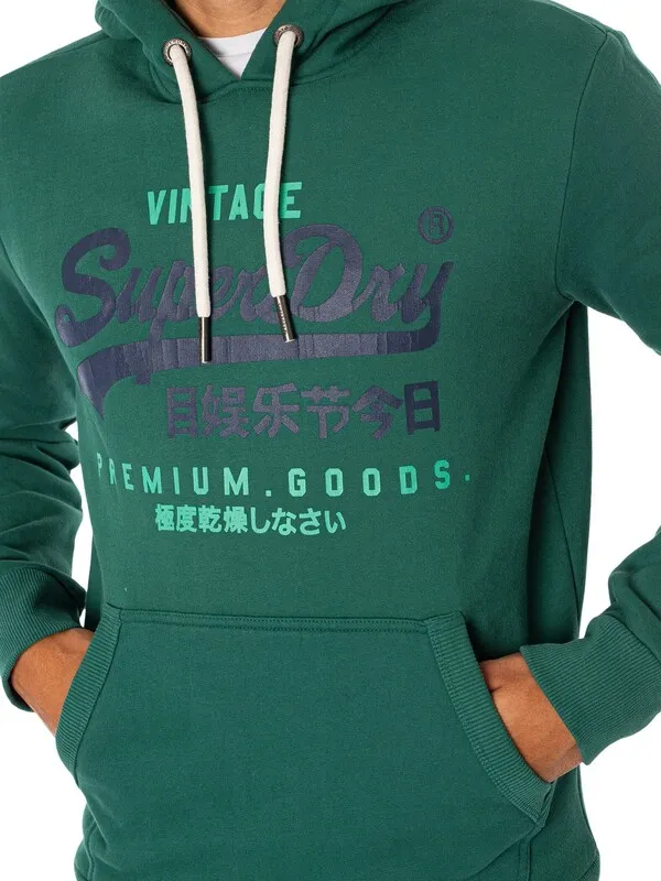 Superdry Classic Vintage Logo Heritage Pullover Hoodie - Pine Green