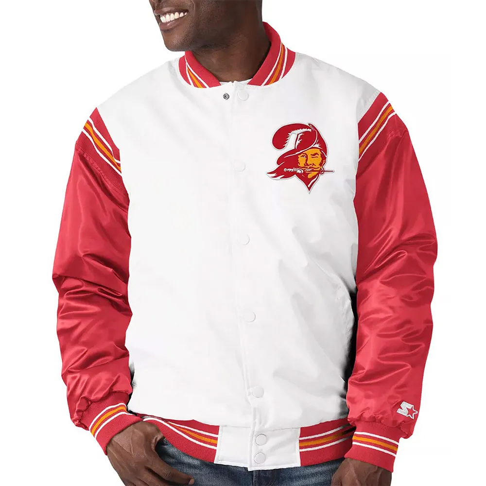 Tampa Bay Buccaneers Historic Renegade White/Red Varsity Satin Jacket