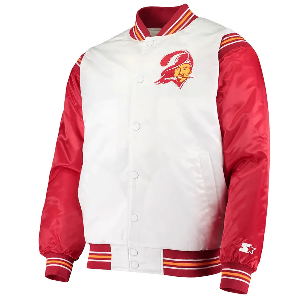 Tampa Bay Buccaneers Historic Renegade White/Red Varsity Satin Jacket