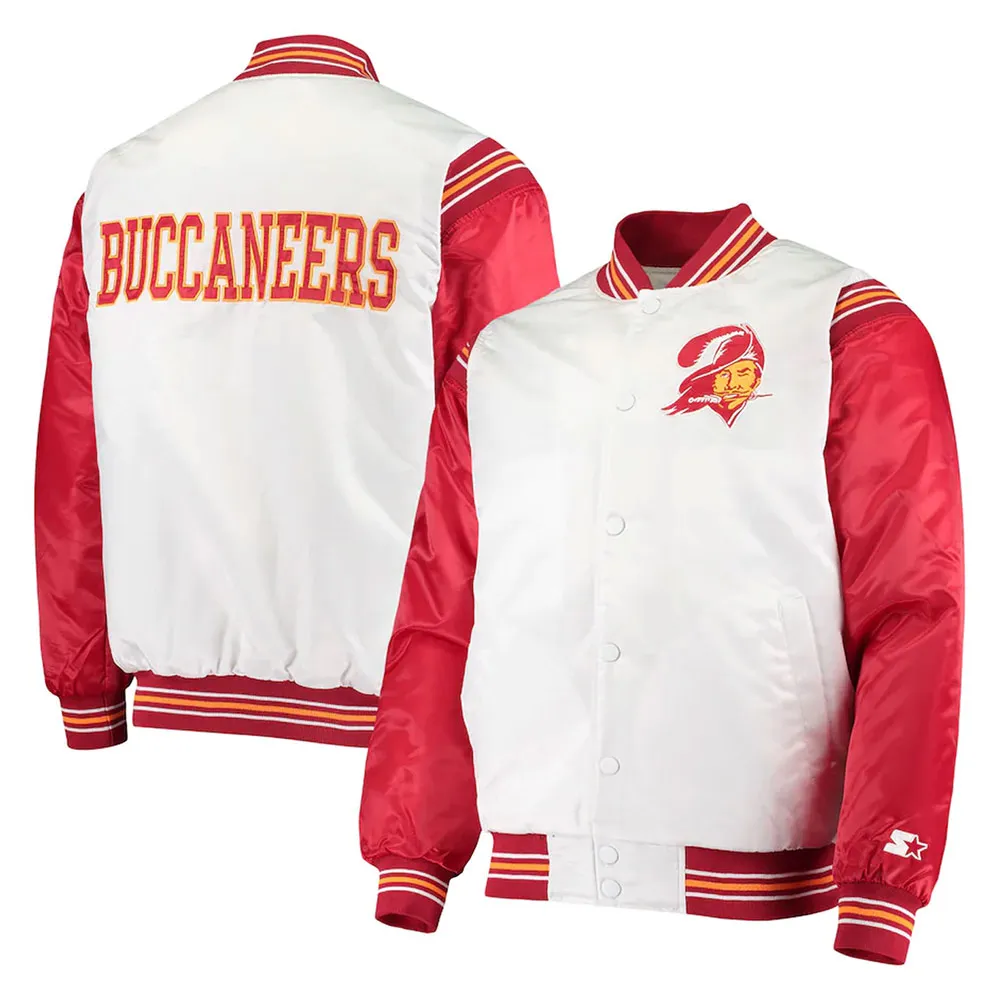 Tampa Bay Buccaneers Historic Renegade White/Red Varsity Satin Jacket