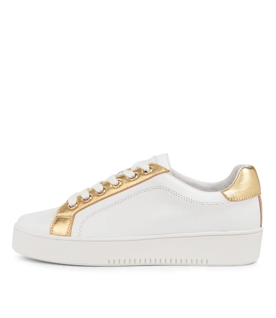 TOP END Lexor White Old Gold Leather Sneakers