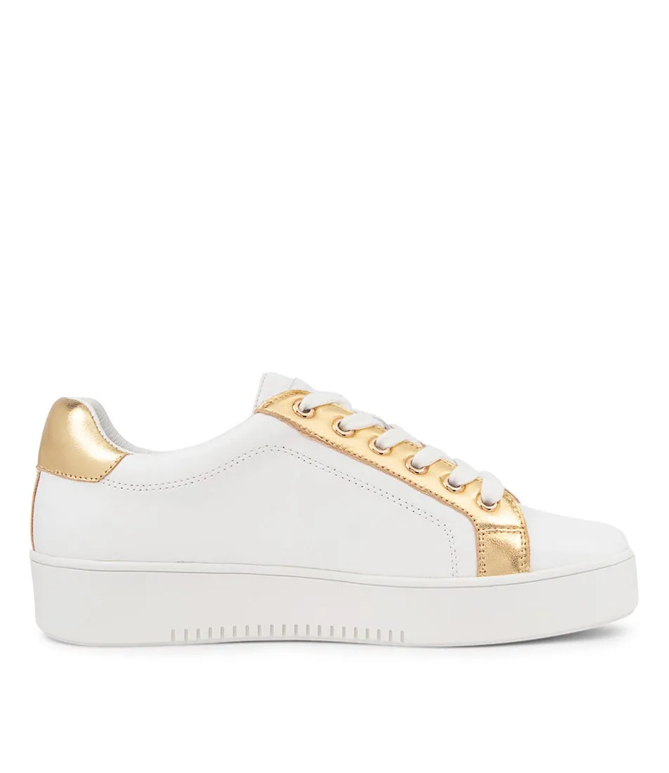 TOP END Lexor White Old Gold Leather Sneakers