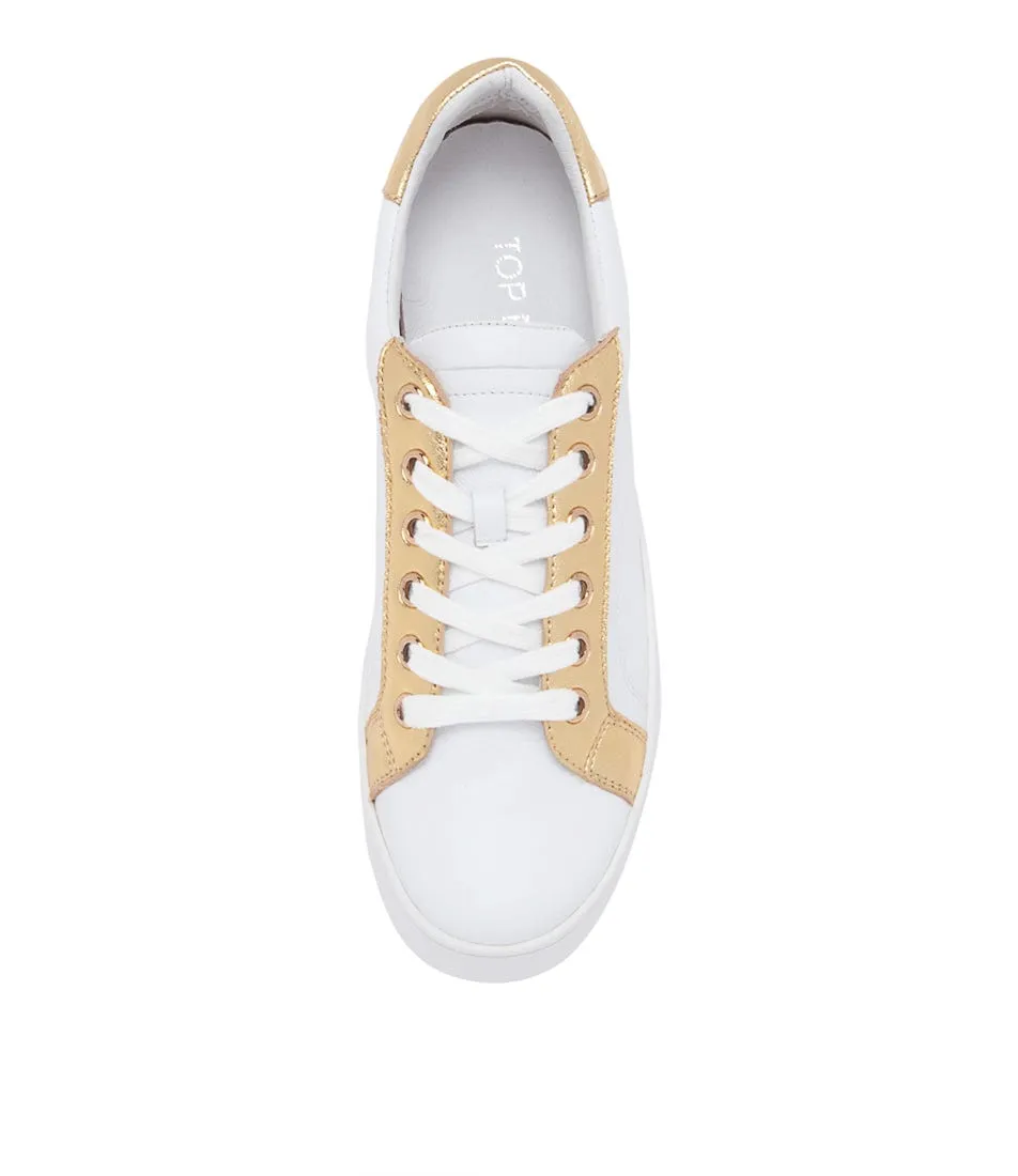 TOP END Lexor White Old Gold Leather Sneakers