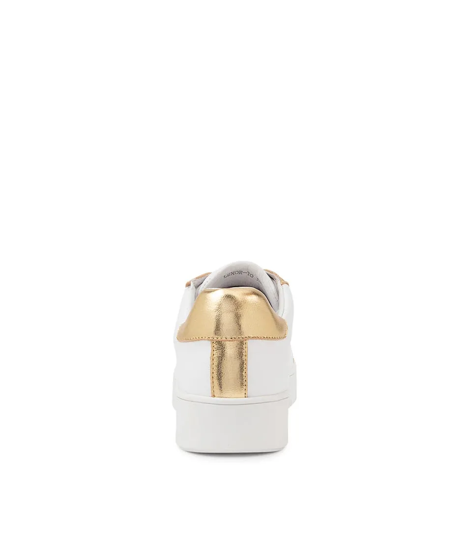 TOP END Lexor White Old Gold Leather Sneakers