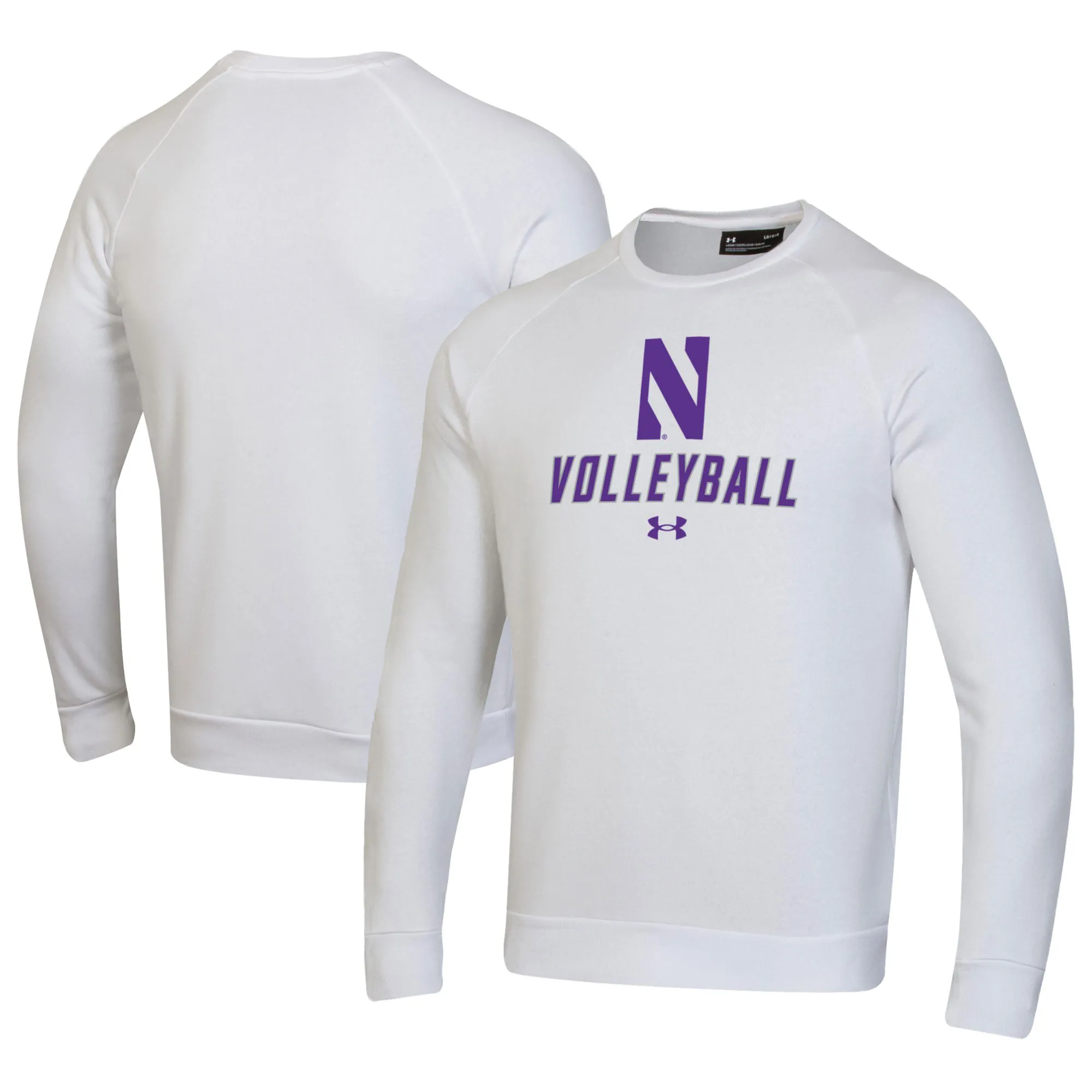 Under Armour Northwestern Wildcats White Volleyball Rival Fleece Raglan Pullover Sweatshirt