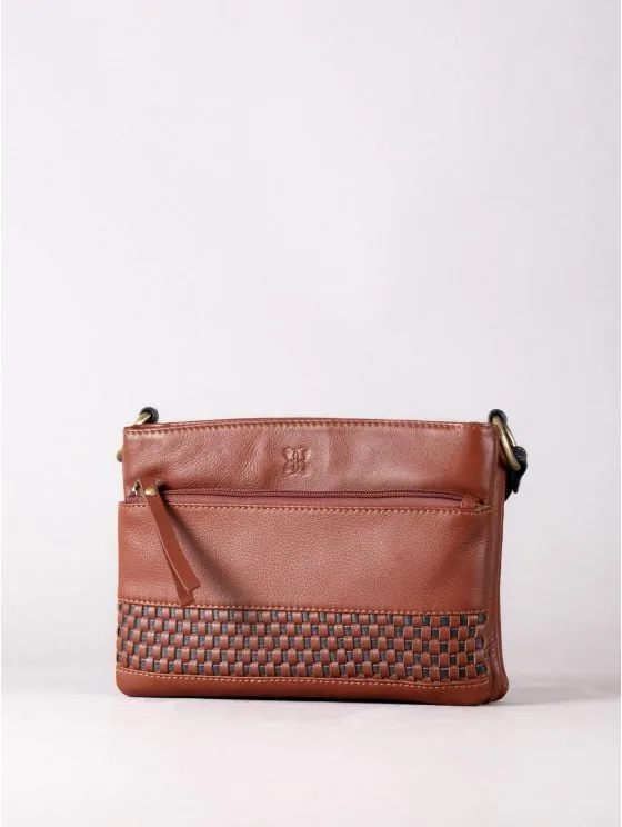 Waverton Duo Leather Cross Body Bag in Cognac