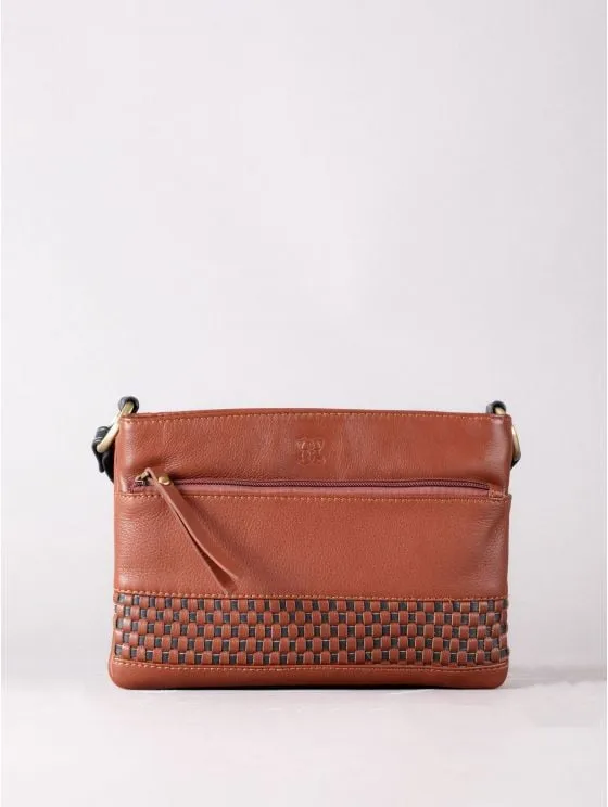 Waverton Duo Leather Cross Body Bag in Cognac