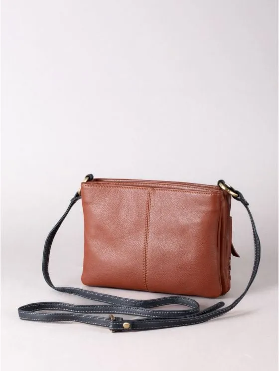 Waverton Duo Leather Cross Body Bag in Cognac