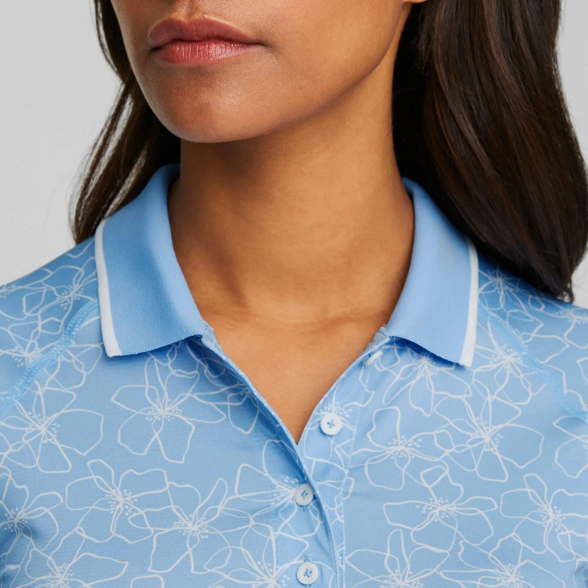 Women's YouV Island Flower Long Sleeve Golf Polo