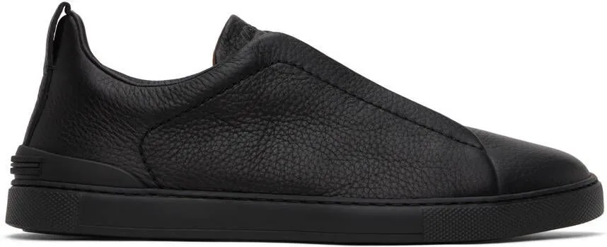 ZEGNA Black Triple Stitch Sneakers