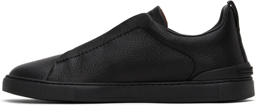 ZEGNA Black Triple Stitch Sneakers