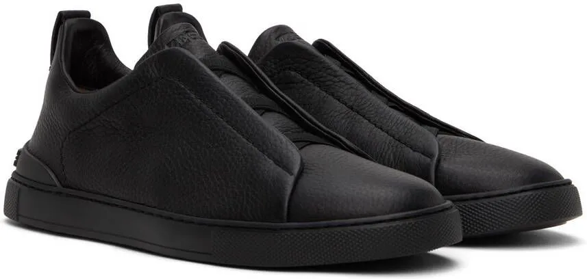 ZEGNA Black Triple Stitch Sneakers